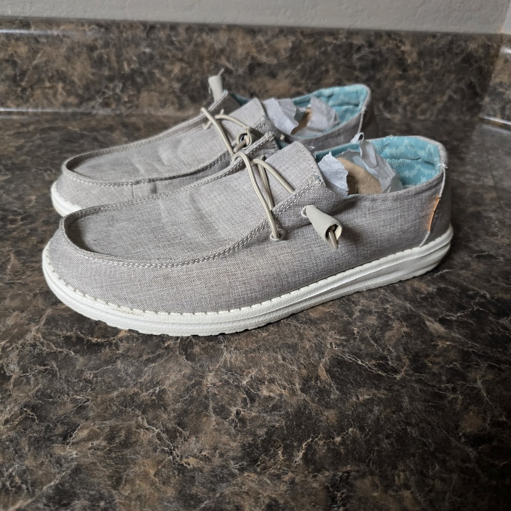 HEYDUDE Wendy Womens Size 9 Gray Aqua Slip On Loafers Lightweight Comfort Shoes